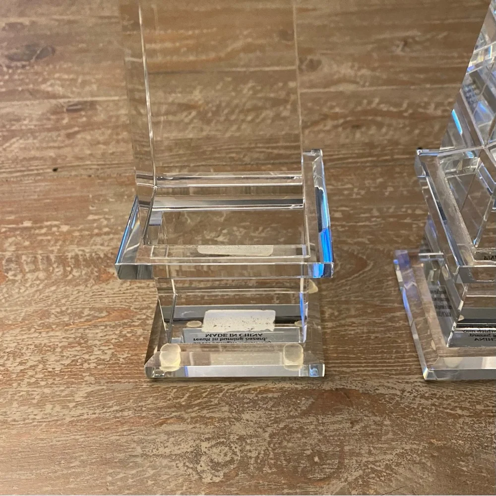 RESTORATION HARDWARE Crystal Clear Glass Obelisk A Pair